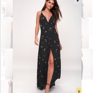 Black floral maxi wrap dress by Capulet